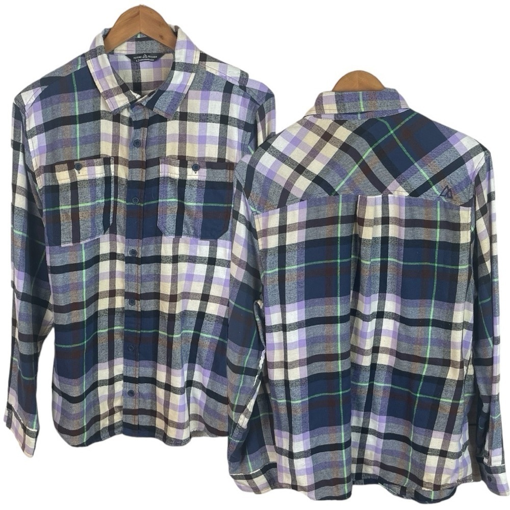 BF1457 Men’s Alpine Design Plaid Flannel Button Down Shirt L
